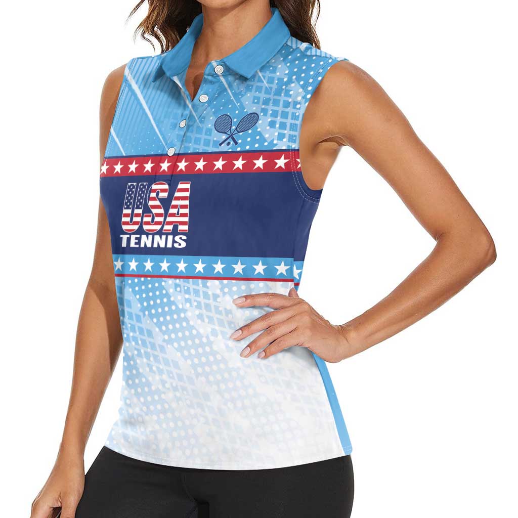 Custom United States Tennis Women Sleeveless Polo Shirt 2025 Go USA - Wonder Print Shop