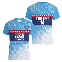 Custom United States Tennis Women V-Neck T-Shirt 2025 Go USA - Wonder Print Shop