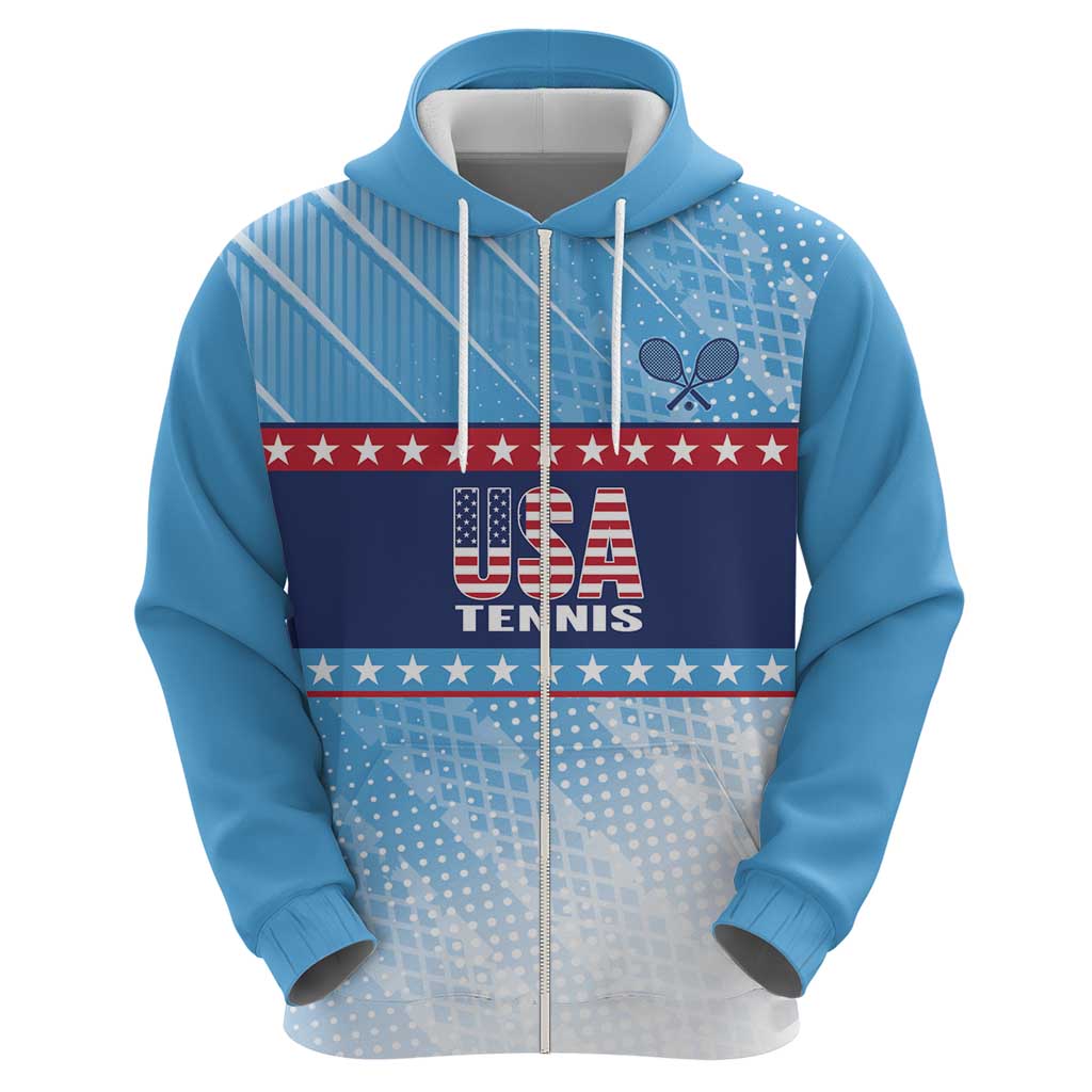Custom United States Tennis Zip Hoodie 2025 Go USA - Wonder Print Shop