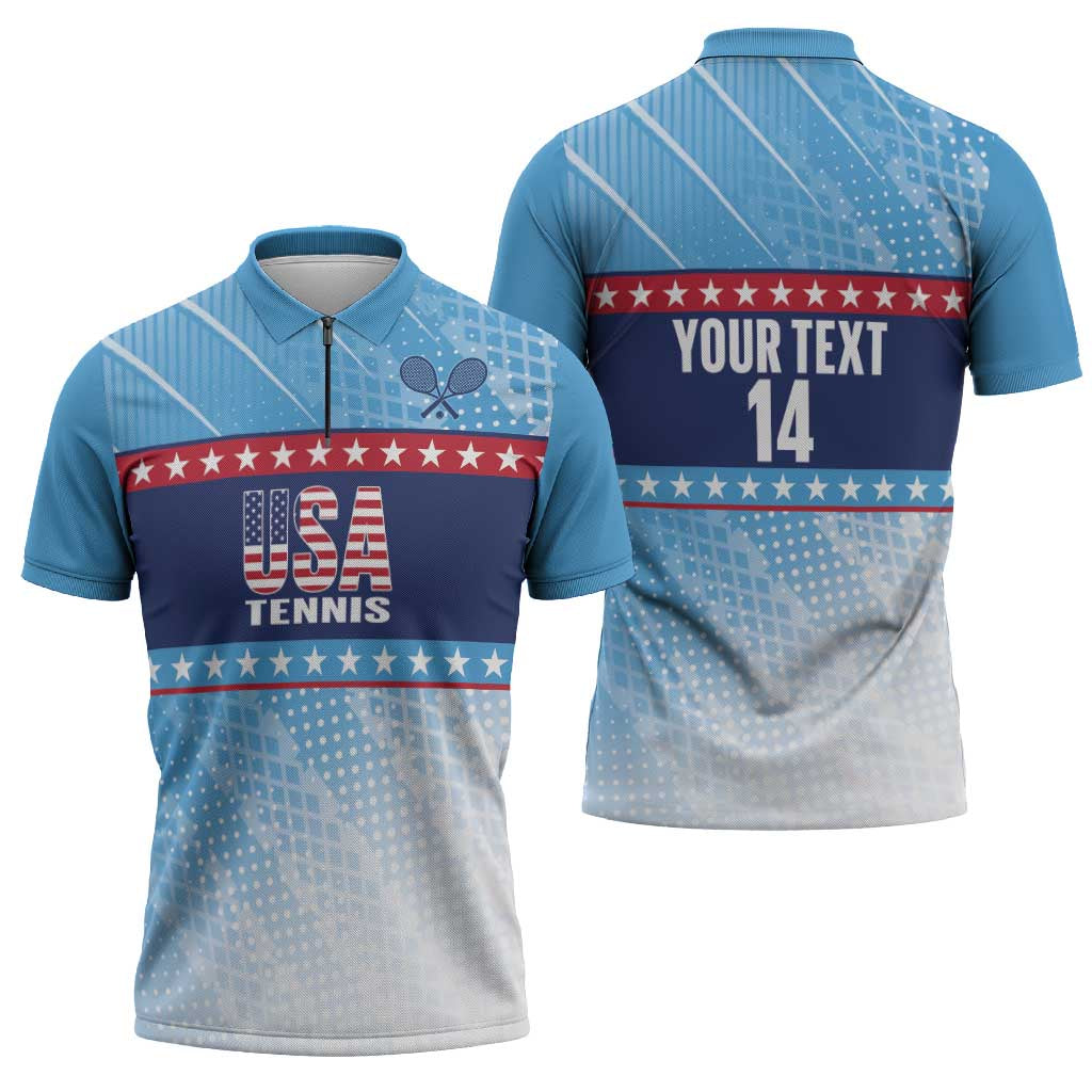 Custom United States Tennis Zipper Polo Shirt 2025 Go USA - Wonder Print Shop