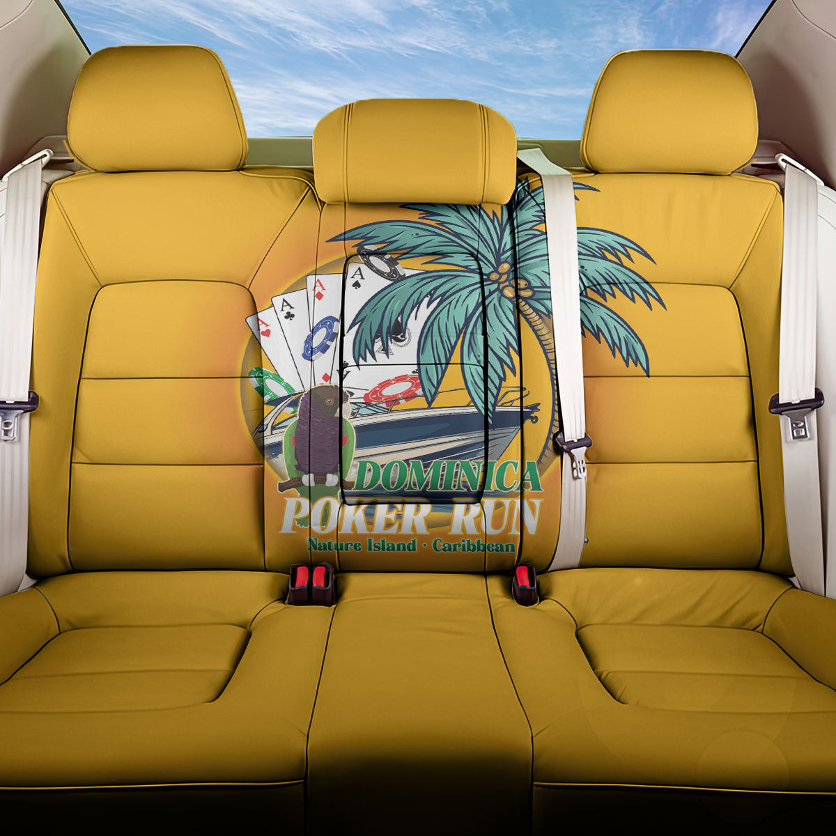 Poker Run Dominica 2026 Back Car Seat Cover Nature Island Of Caribbean