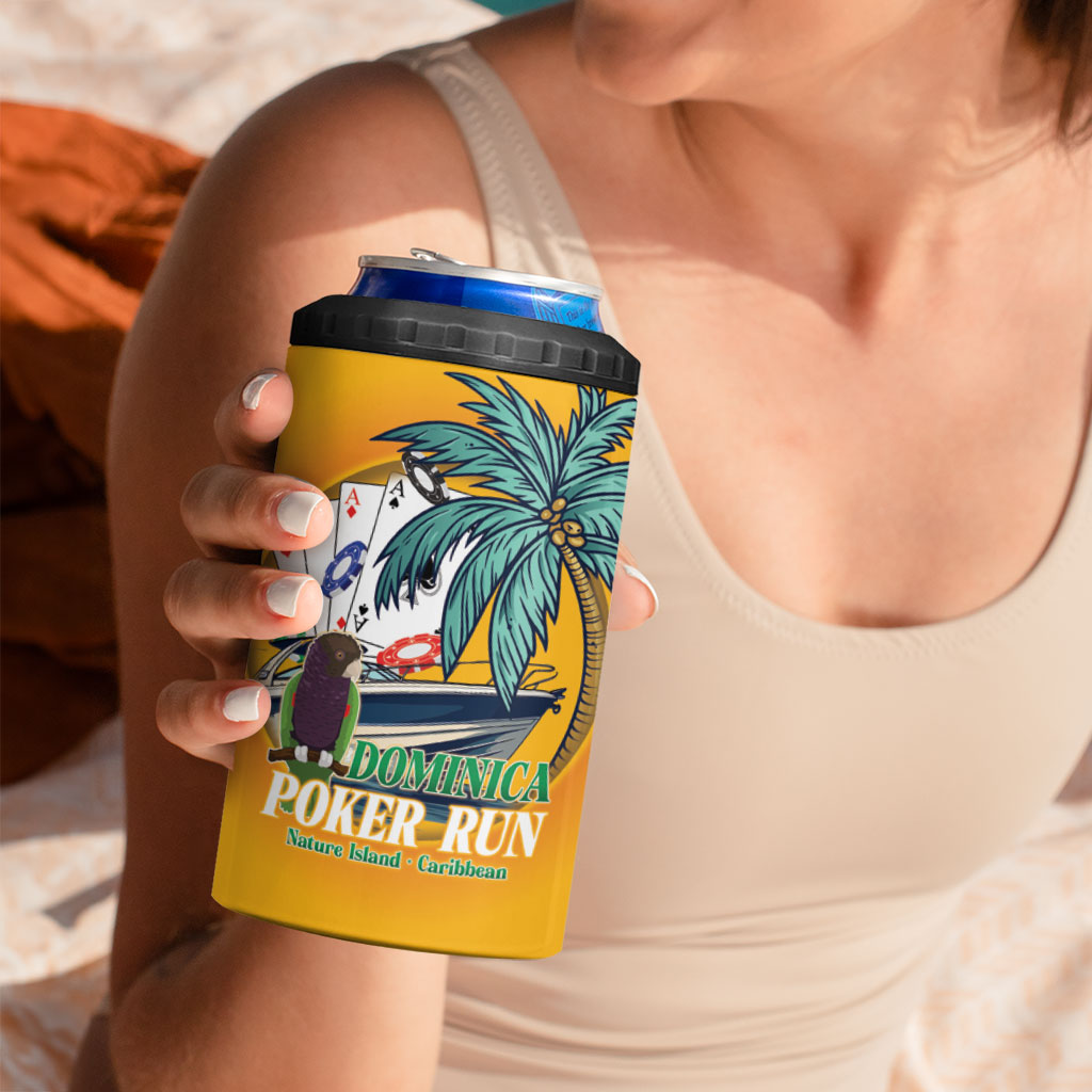 Poker Run Dominica 2026 4 in 1 Can Cooler Tumbler Nature Island Of Caribbean