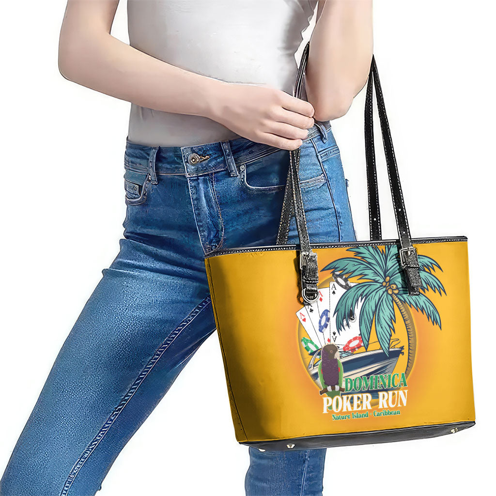 Poker Run Dominica 2026 Leather Tote Bag Nature Island Of Caribbean
