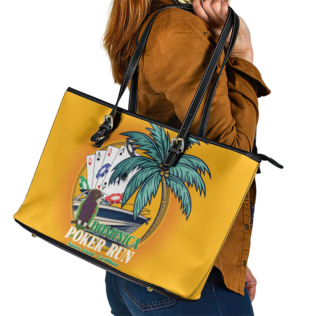 Poker Run Dominica 2026 Leather Tote Bag Nature Island Of Caribbean