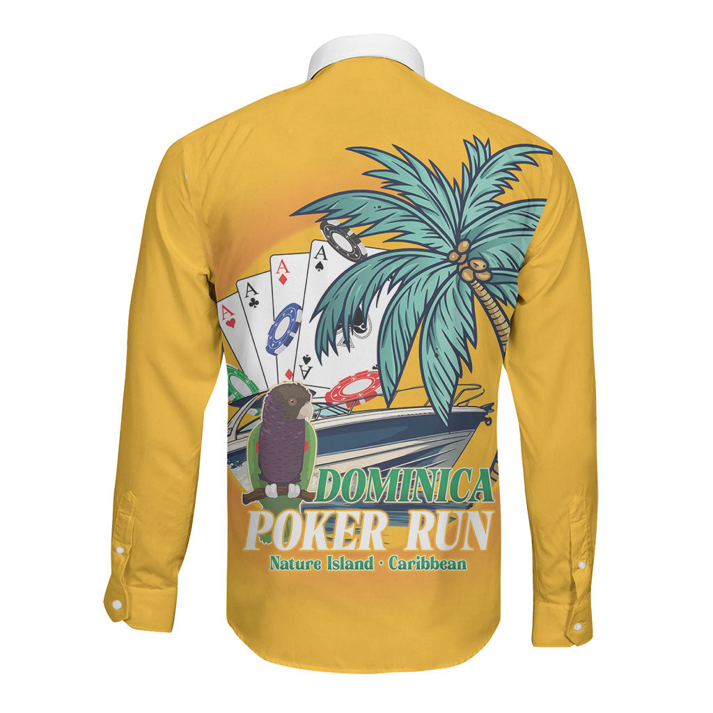 Poker Run Dominica 2026 Long Sleeve Button Shirt Nature Island Of Caribbean