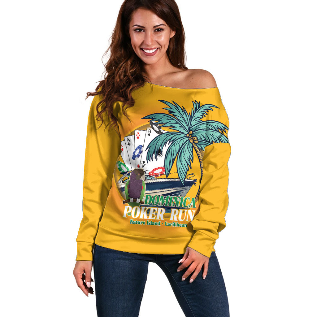 Poker Run Dominica 2026 Off Shoulder Sweater Nature Island Of Caribbean