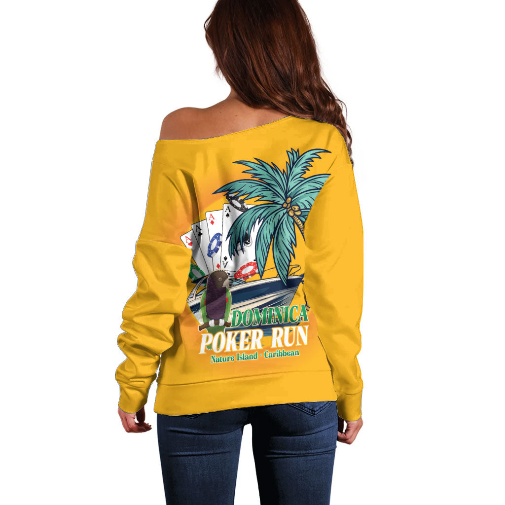 Poker Run Dominica 2026 Off Shoulder Sweater Nature Island Of Caribbean