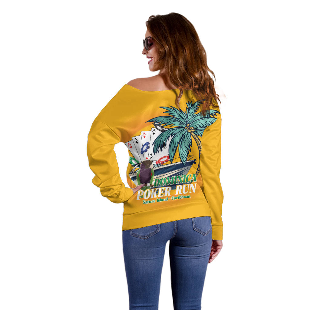 Poker Run Dominica 2026 Off Shoulder Sweater Nature Island Of Caribbean