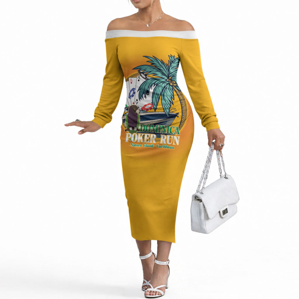 Poker Run Dominica 2026 Off The Shoulder Long Sleeve Dress Nature Island Of Caribbean