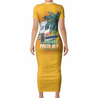 Poker Run Dominica 2026 Short Sleeve Bodycon Dress Nature Island Of Caribbean