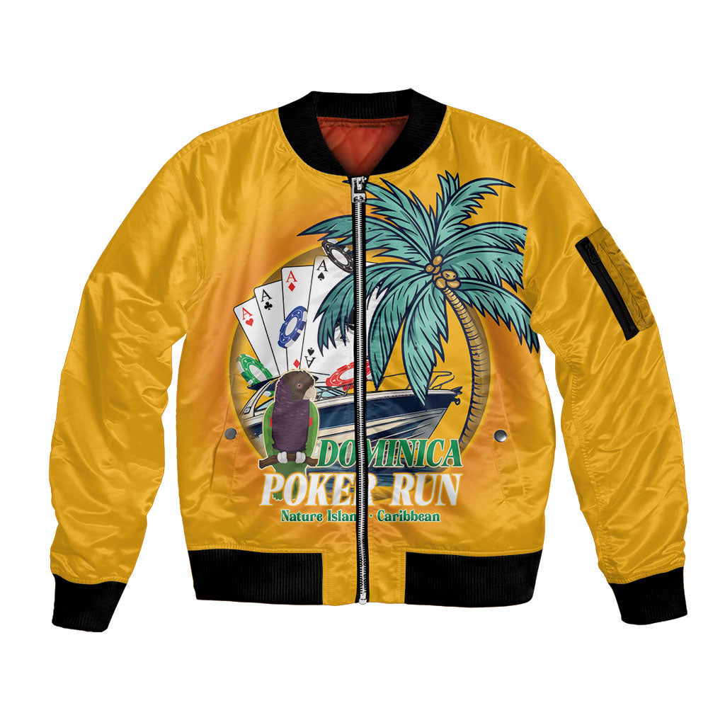 Poker Run Dominica 2026 Sleeve Zip Bomber Jacket Nature Island Of Caribbean