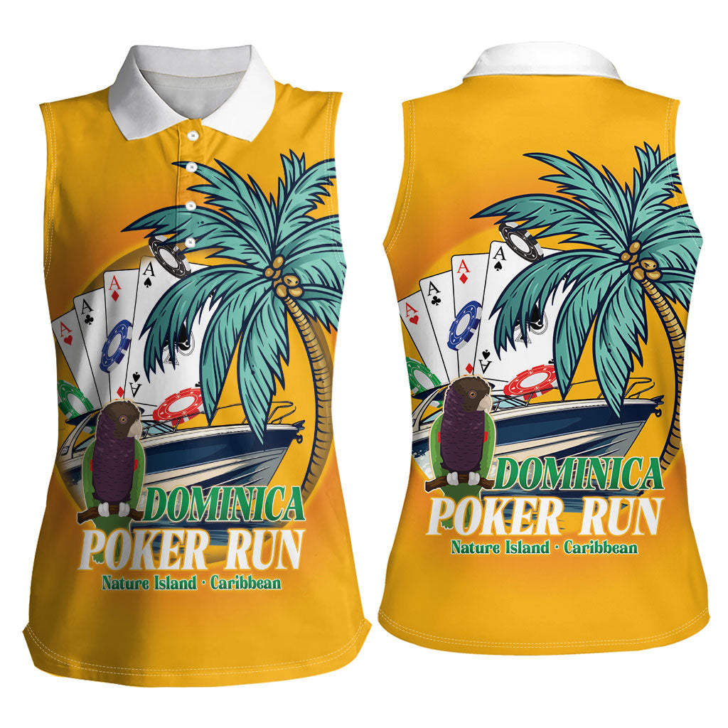 Poker Run Dominica 2026 Women Sleeveless Polo Shirt Nature Island Of Caribbean