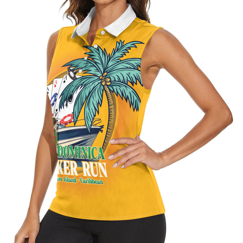 Poker Run Dominica 2026 Women Sleeveless Polo Shirt Nature Island Of Caribbean