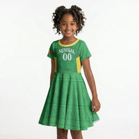 Senegal Basketball 2026 Custom Kid Short Sleeve Dress Come On Lions African Pattern
