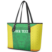 Senegal Basketball 2026 Custom Leather Tote Bag Come On Lions African Pattern