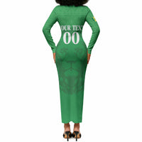 Senegal Basketball 2026 Custom Long Sleeve Bodycon Dress Come On Lions African Pattern