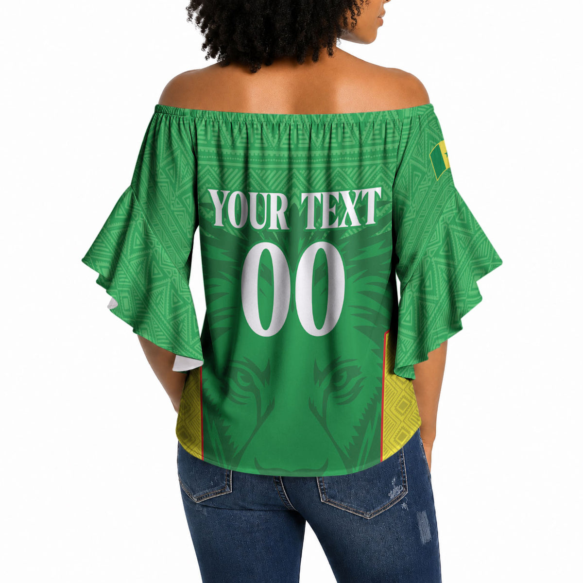 Senegal Basketball 2026 Custom Off Shoulder Wrap Waist Top Come On Lions African Pattern