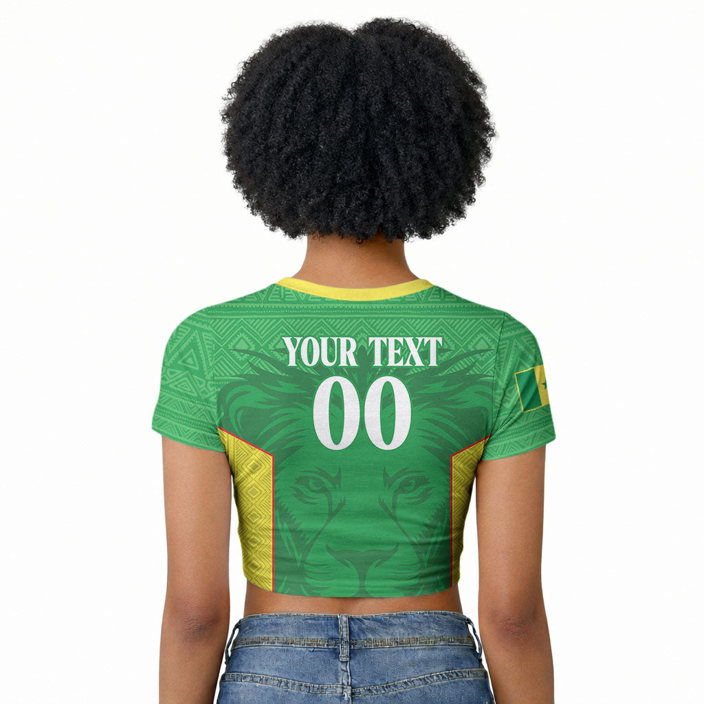 Senegal Basketball 2026 Custom Raglan Cropped T shirt Come On Lions African Pattern