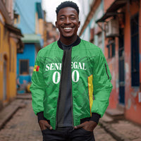 Senegal Basketball 2026 Custom Sleeve Zip Bomber Jacket Come On Lions African Pattern