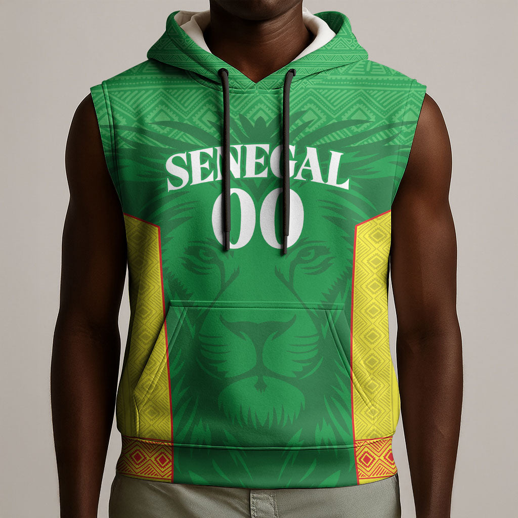 Senegal Basketball 2026 Custom Sleeveless Hoodie Come On Lions African Pattern