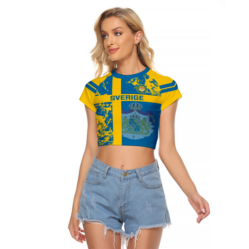 Sweden Football Raglan Cropped T Shirt Come On Sverige 2023 World Cup - Wonder Print Shop