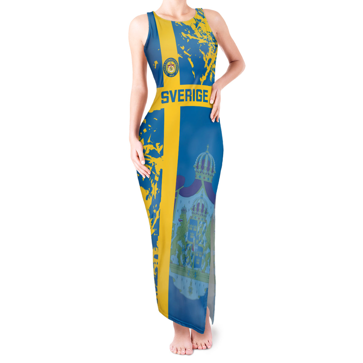 Sweden Football Tank Maxi Dress Come On Sverige 2023 World Cup - Wonder Print Shop