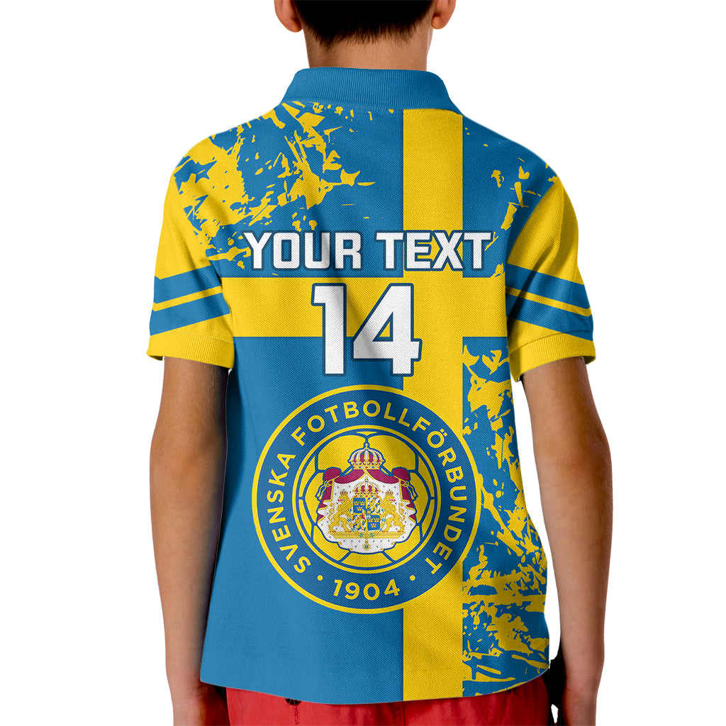 Custom Sweden Football Kid Polo Shirt Come On Sverige 2023 World Cup - Wonder Print Shop
