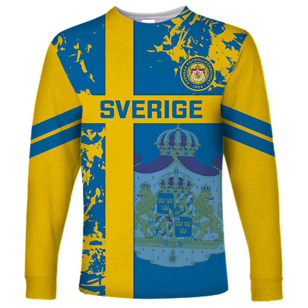 Custom Sweden Football Long Sleeve Shirt Come On Sverige 2023 World Cup - Wonder Print Shop