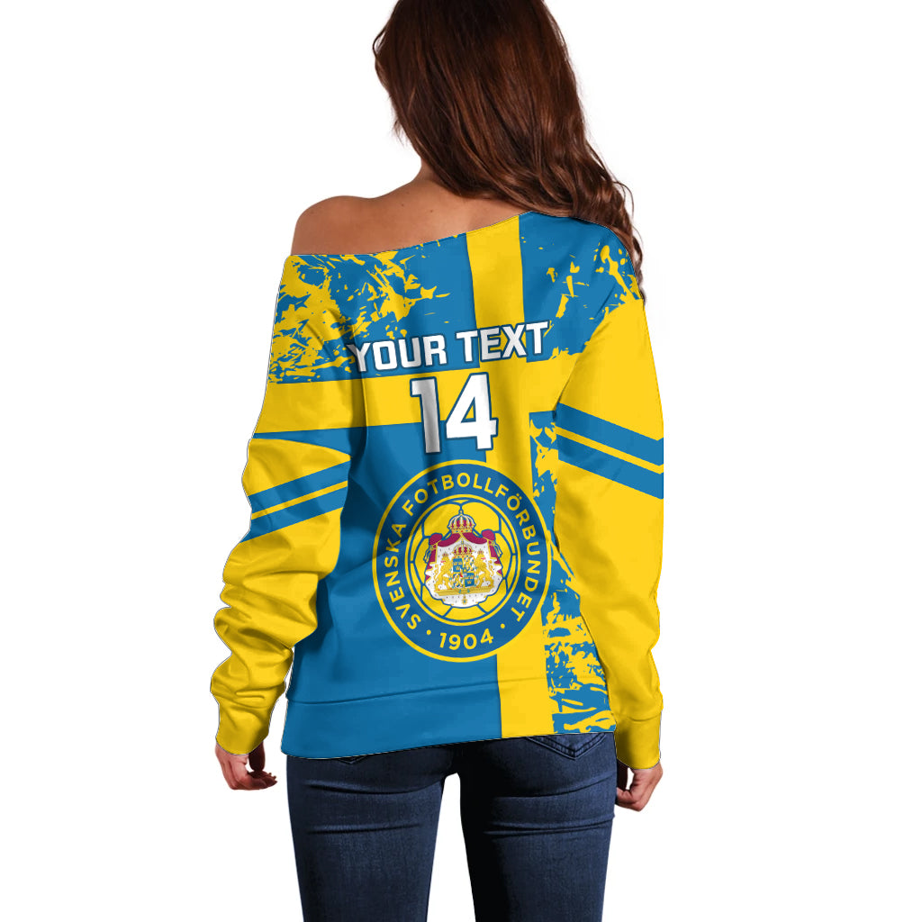 Custom Sweden Football Off Shoulder Sweater Come On Sverige 2023 World Cup - Wonder Print Shop