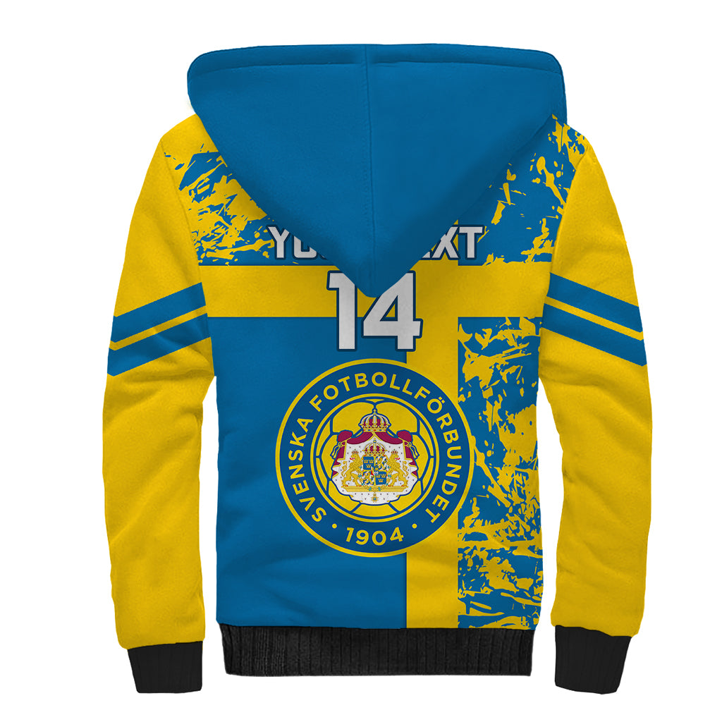 Custom Sweden Football Sherpa Hoodie Come On Sverige 2023 World Cup - Wonder Print Shop