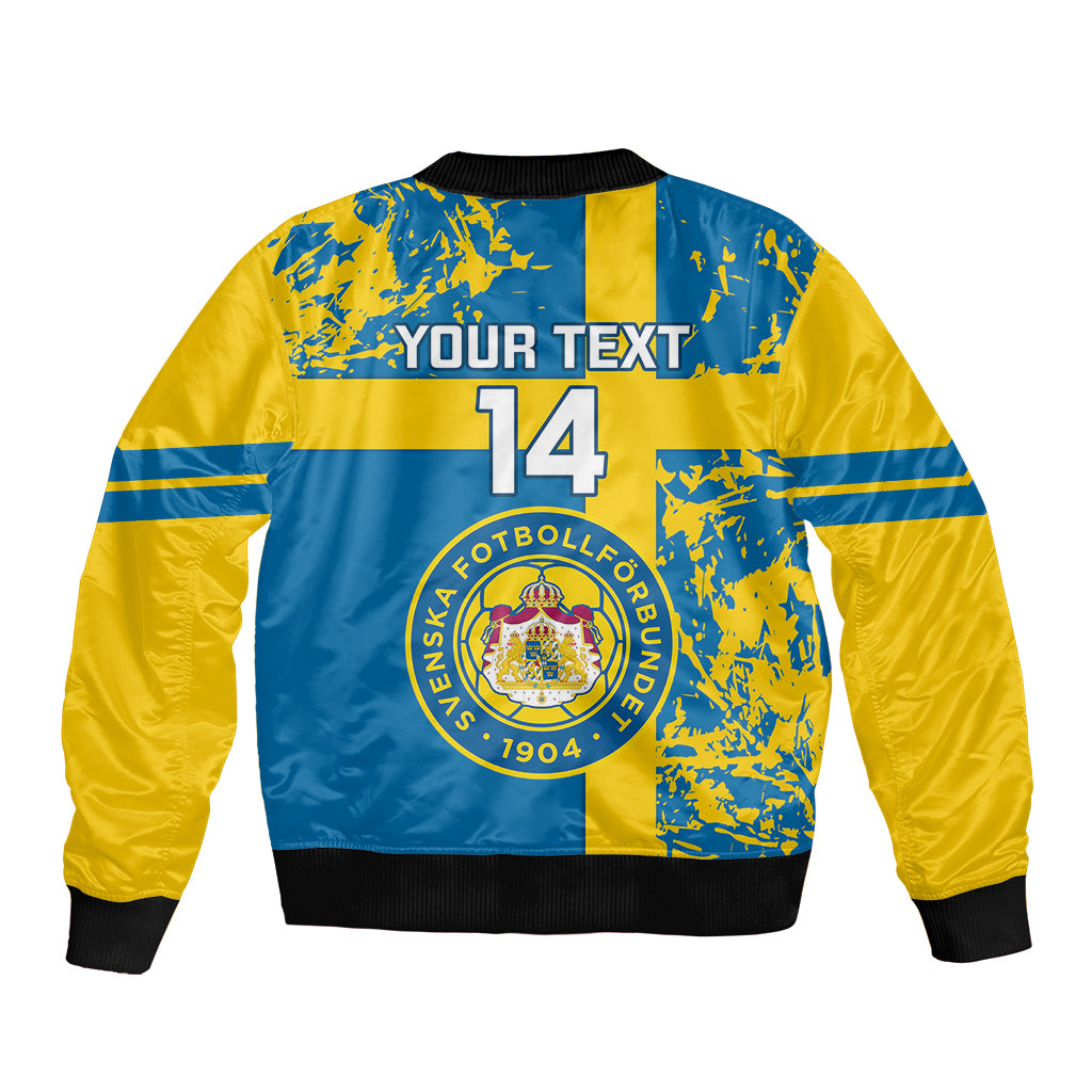 Custom Sweden Football Sleeve Zip Bomber Jacket Come On Sverige 2023 World Cup - Wonder Print Shop