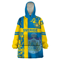Custom Sweden Football Wearable Blanket Hoodie Come On Sverige 2023 World Cup - Wonder Print Shop
