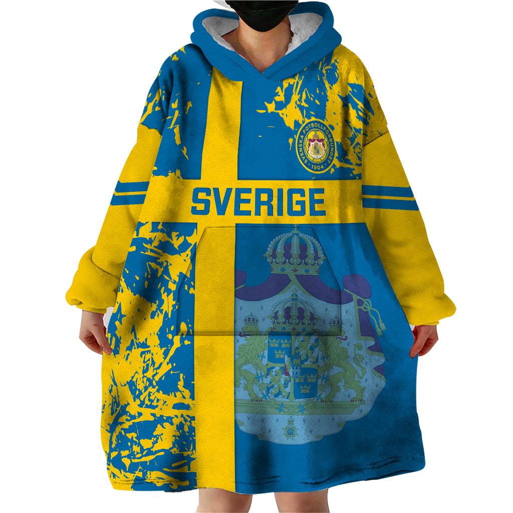 Custom Sweden Football Wearable Blanket Hoodie Come On Sverige 2023 World Cup - Wonder Print Shop