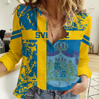 Custom Sweden Football Women Casual Shirt Come On Sverige 2023 World Cup - Wonder Print Shop