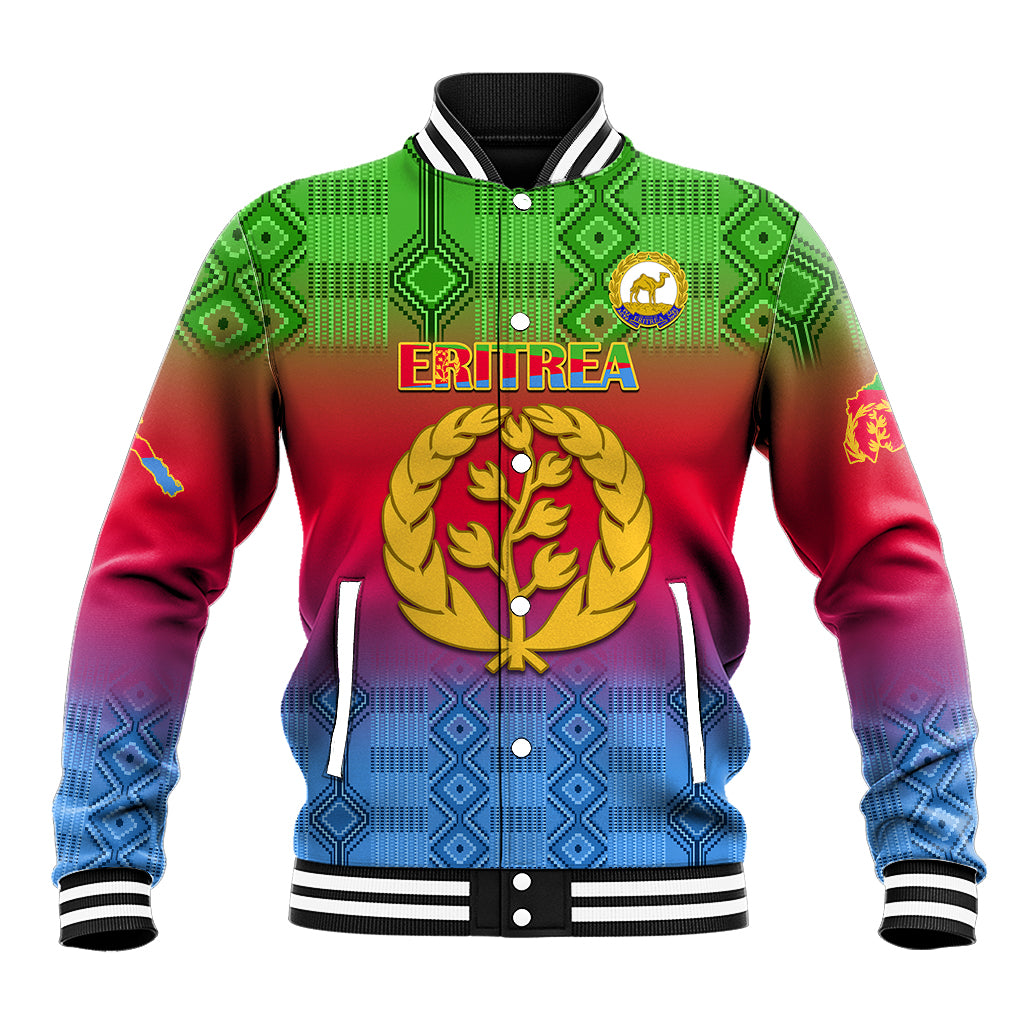 Eritrea Revolution Day Baseball Jacket Eritrean Kente Pattern Gradient Style - Wonder Print Shop