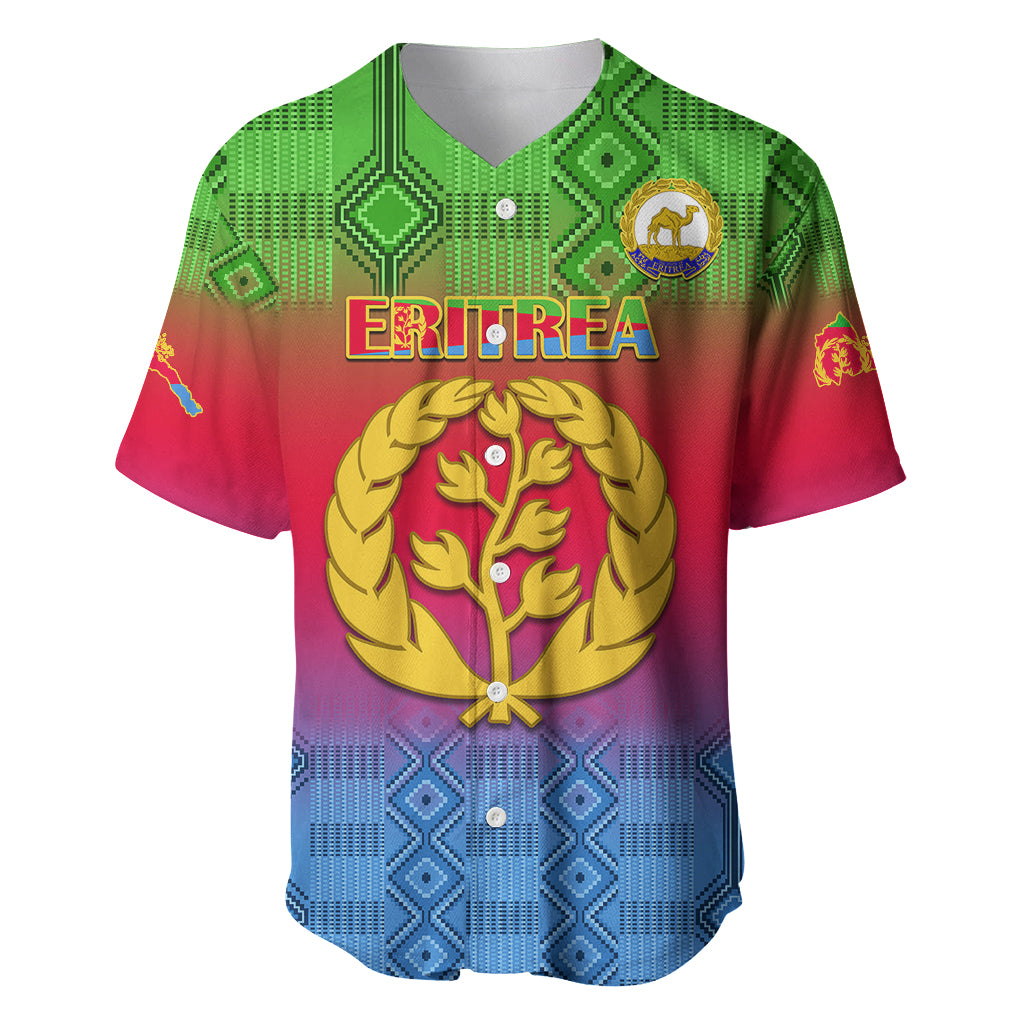 Eritrea Revolution Day Baseball Jersey Eritrean Kente Pattern Gradient Style - Wonder Print Shop