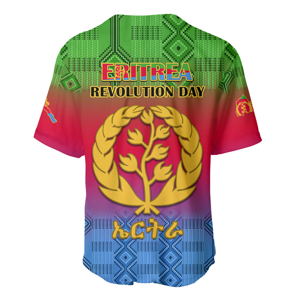 Eritrea Revolution Day Baseball Jersey Eritrean Kente Pattern Gradient Style - Wonder Print Shop