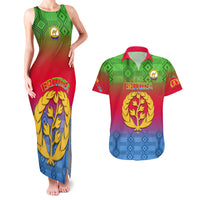 Eritrea Revolution Day Couples Matching Tank Maxi Dress and Hawaiian Shirt Eritrean Kente Pattern Gradient Style - Wonder Print Shop