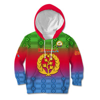 Eritrea Revolution Day Kid Hoodie Eritrean Kente Pattern Gradient Style - Wonder Print Shop