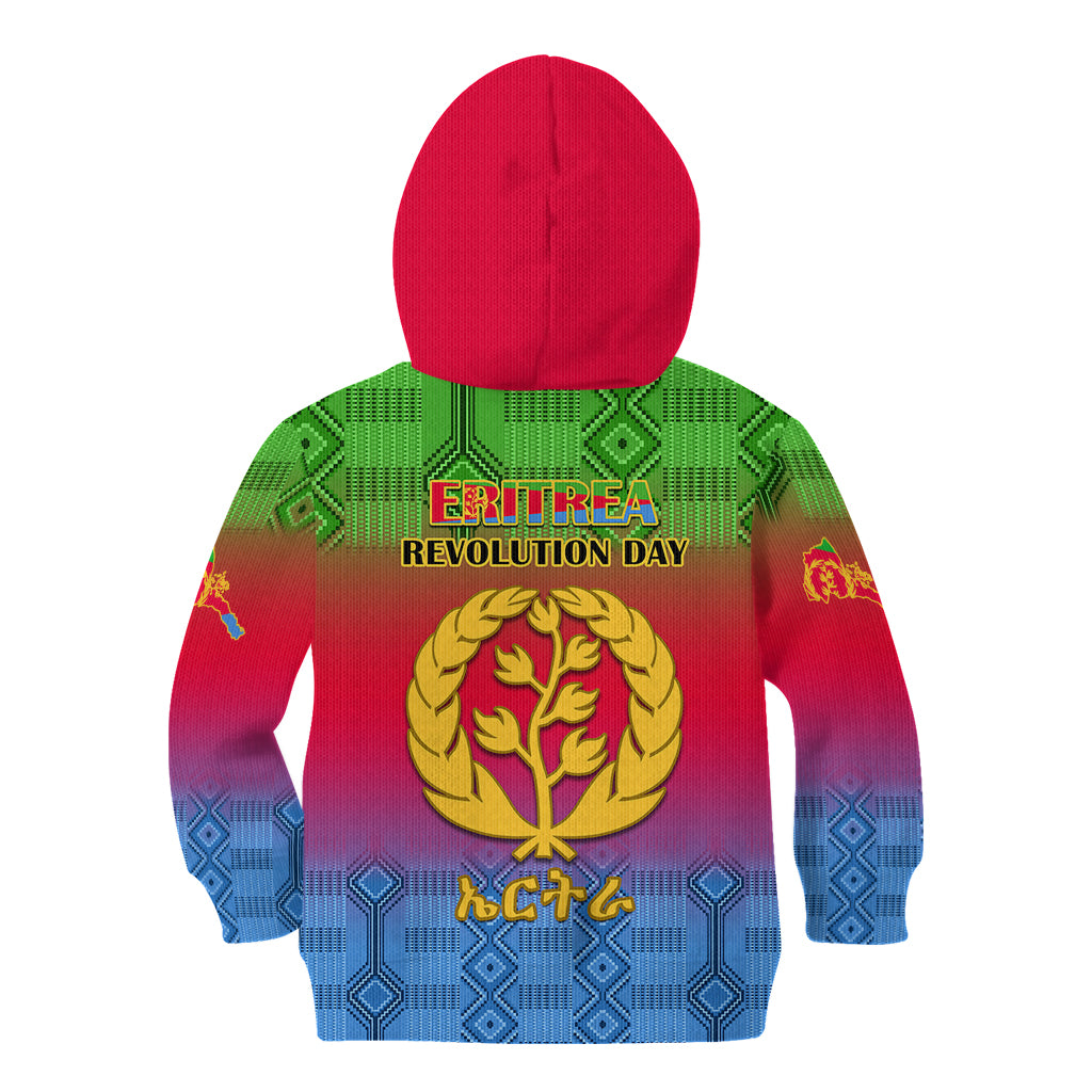 Eritrea Revolution Day Kid Hoodie Eritrean Kente Pattern Gradient Style - Wonder Print Shop
