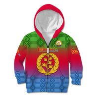 Eritrea Revolution Day Kid Hoodie Eritrean Kente Pattern Gradient Style - Wonder Print Shop