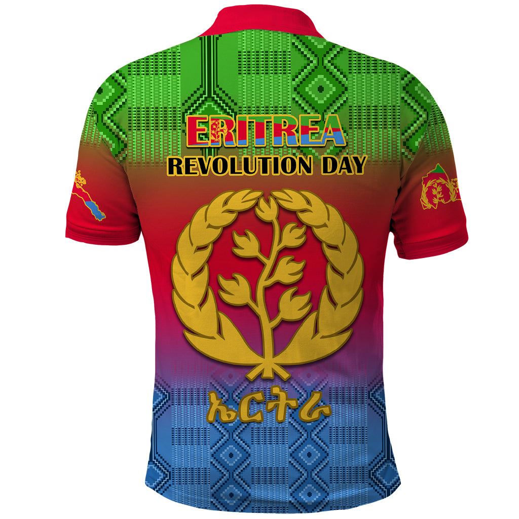 Eritrea Revolution Day Polo Shirt Eritrean Kente Pattern Gradient Style - Wonder Print Shop