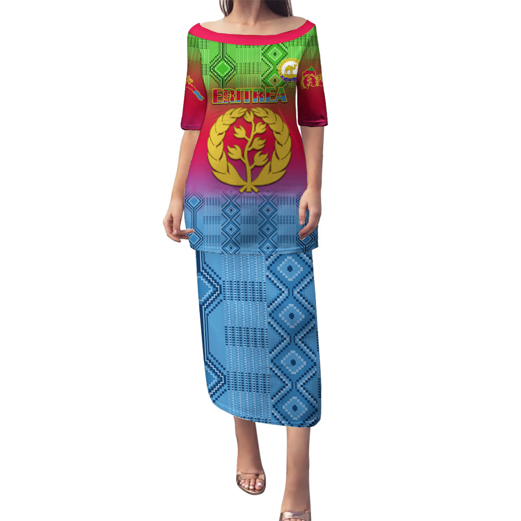 Eritrea Revolution Day Puletasi Eritrean Kente Pattern Gradient Style - Wonder Print Shop