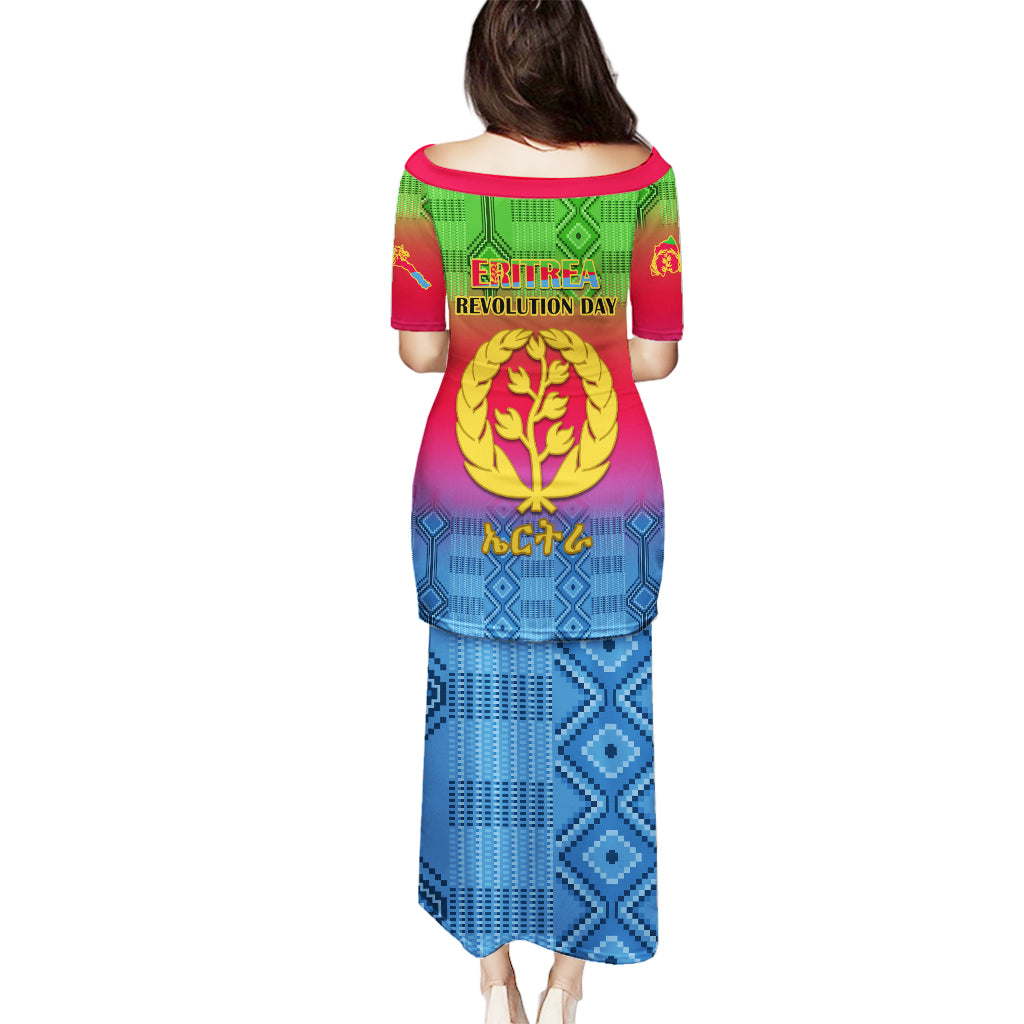 Eritrea Revolution Day Puletasi Eritrean Kente Pattern Gradient Style - Wonder Print Shop