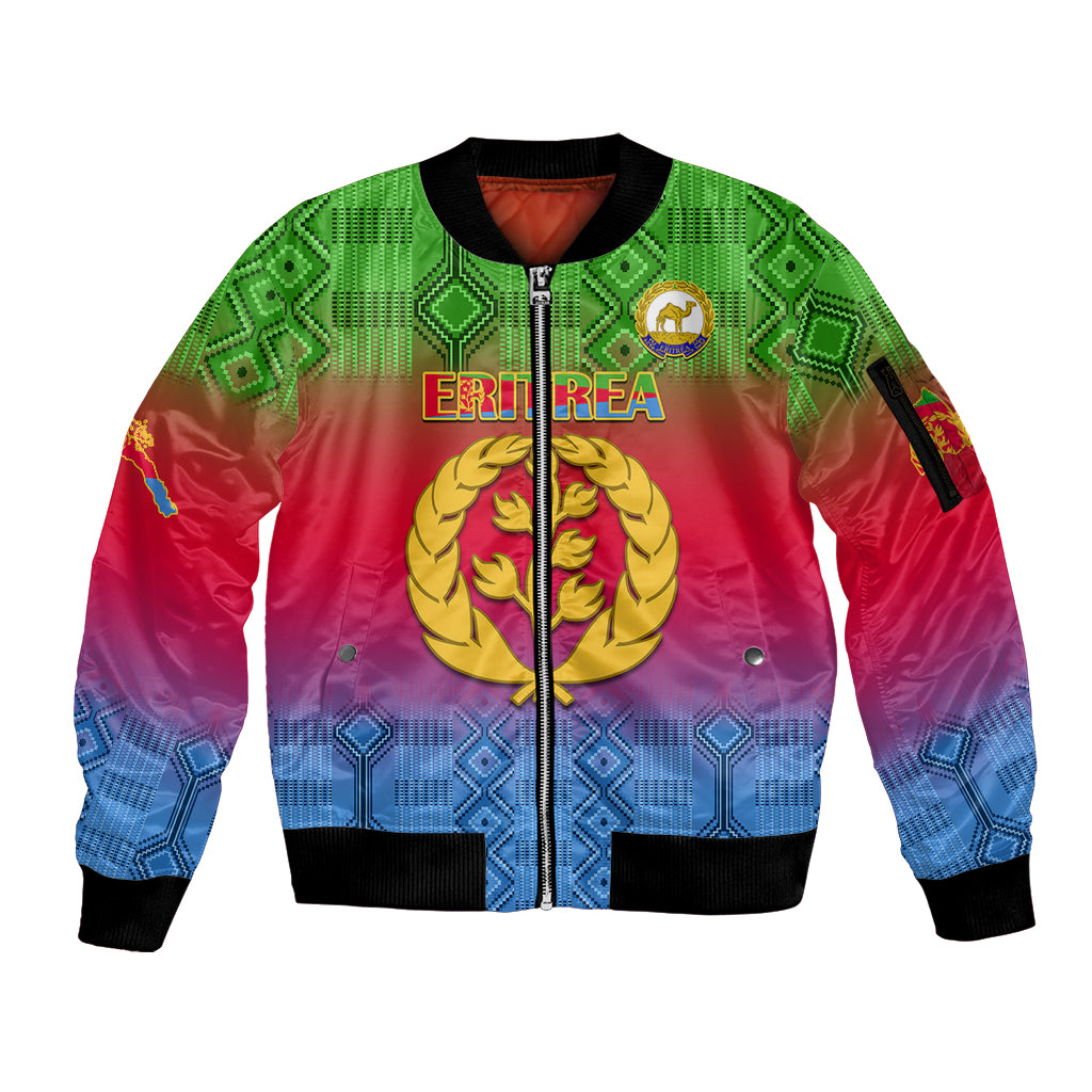 Eritrea Revolution Day Sleeve Zip Bomber Jacket Eritrean Kente Pattern Gradient Style - Wonder Print Shop
