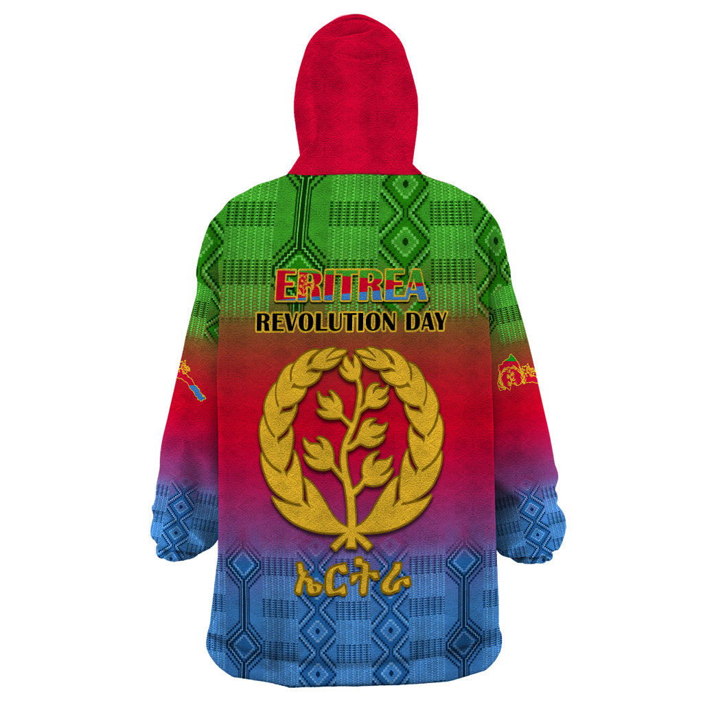 Eritrea Revolution Day Wearable Blanket Hoodie Eritrean Kente Pattern Gradient Style - Wonder Print Shop