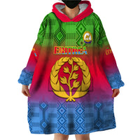 Eritrea Revolution Day Wearable Blanket Hoodie Eritrean Kente Pattern Gradient Style - Wonder Print Shop