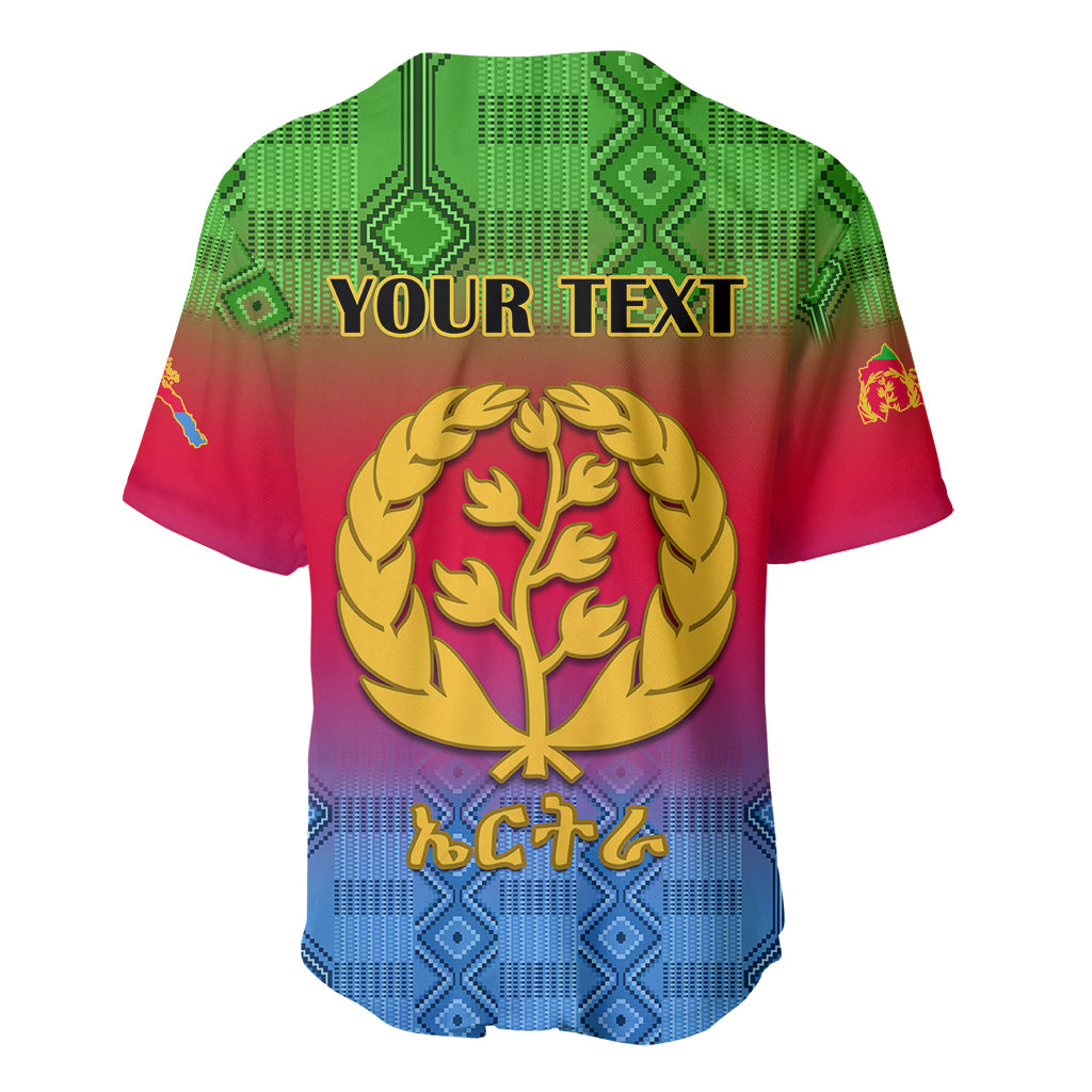 Personalised Eritrea Revolution Day Baseball Jersey Eritrean Kente Pattern Gradient Style - Wonder Print Shop