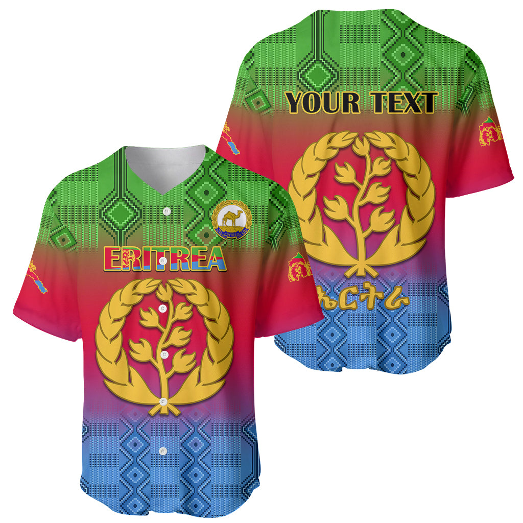 Personalised Eritrea Revolution Day Baseball Jersey Eritrean Kente Pattern Gradient Style - Wonder Print Shop