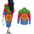 personalised-eritrea-revolution-day-couples-matching-off-the-shoulder-long-sleeve-dress-and-long-sleeve-button-shirts-eritean-kente-pattern-gradient-style